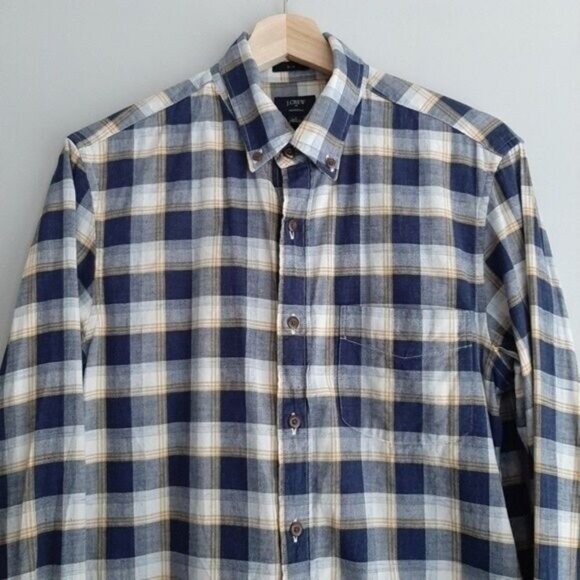 J. CREW Homespun Slim Plaid Button Down Casual Shirt men's Sz S - Picture 2 of 11